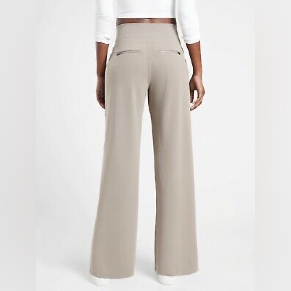 🩷ATHLETA VENICE WIDE LEG HIGH WAISTED HIGH RISE BEIGE NEUTRAL PANT SIZE MEDIUM - Picture 2 of 13
